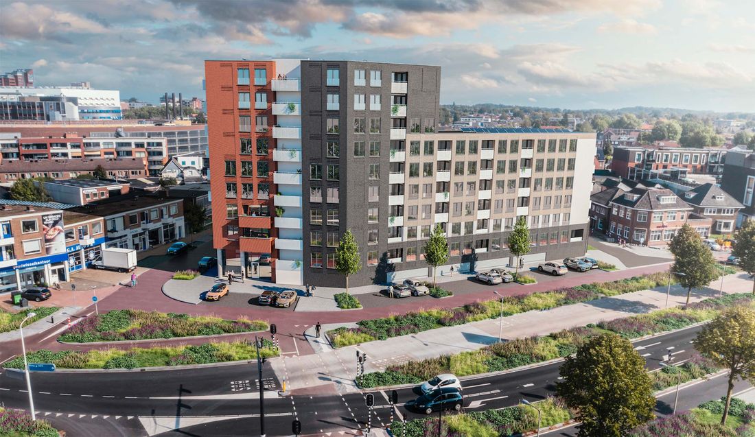 Opgeleverd nieuwbouwproject vanuit de lucht